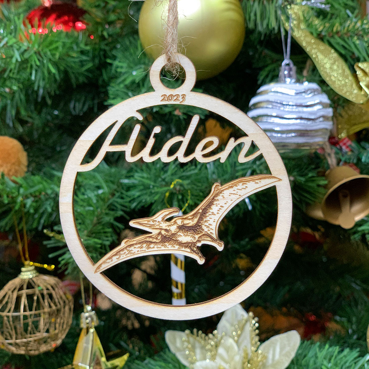 Pterodactyl Personalized Wood Ornament DS-001