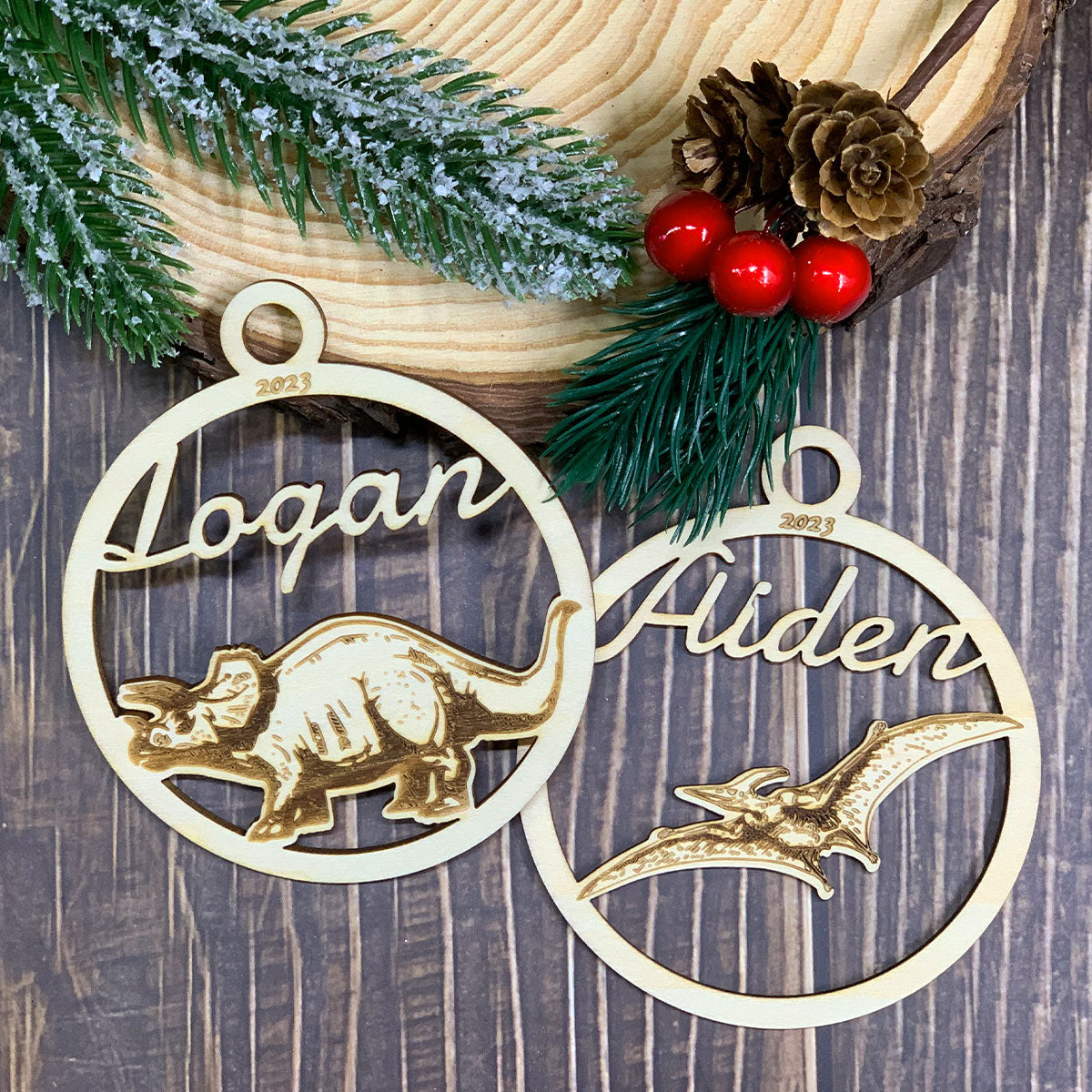 Triceratops Personalized Wood Ornament DS-001