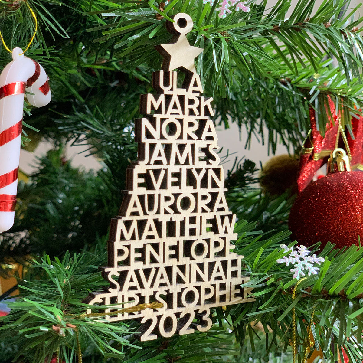 Christmas Tree Personalized Wood Ornament DS-009