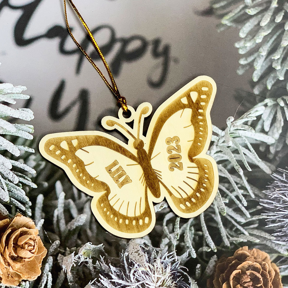 Butterfly Personalized Wood Ornament DS-11