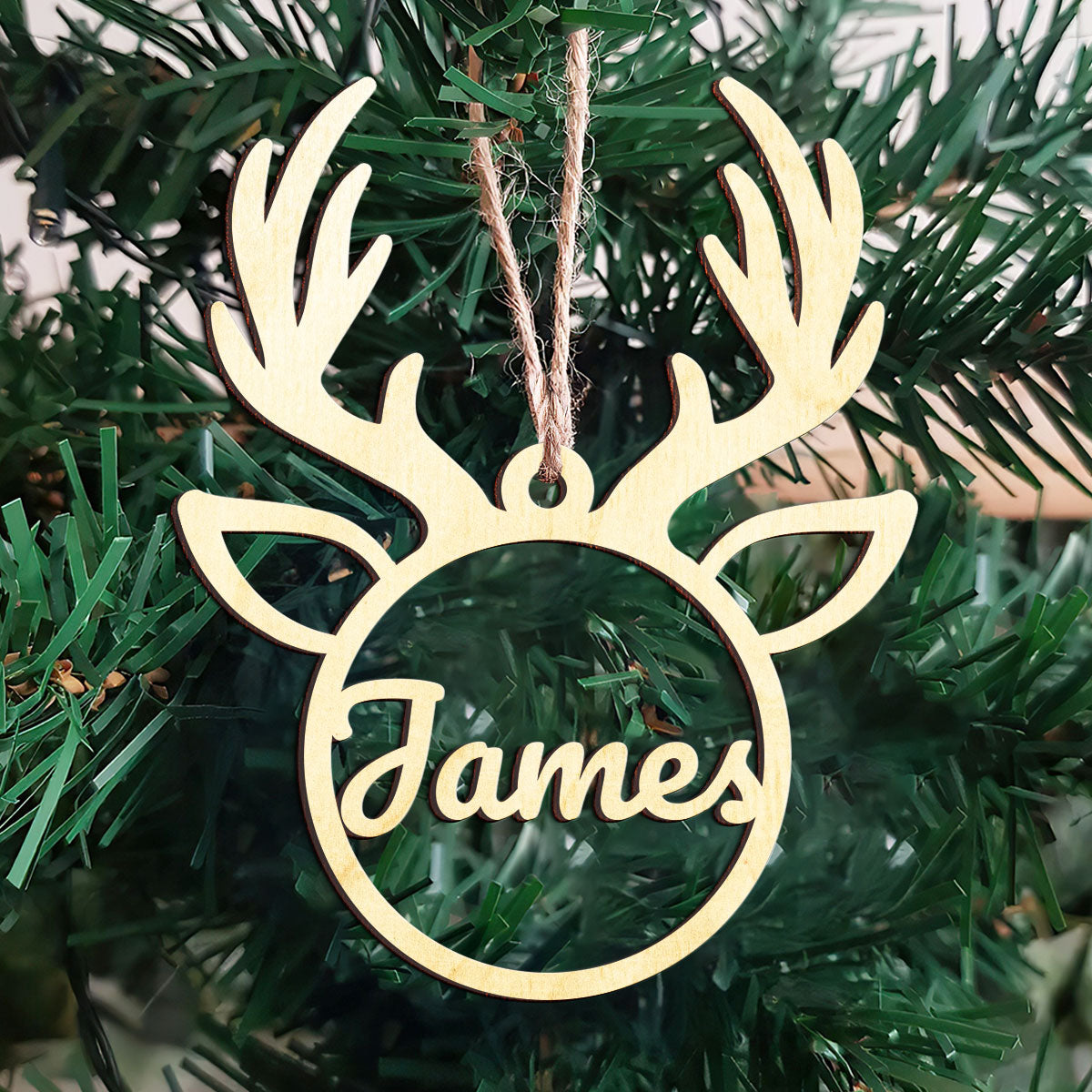 Deer Personalized Wood Ornament DS-002