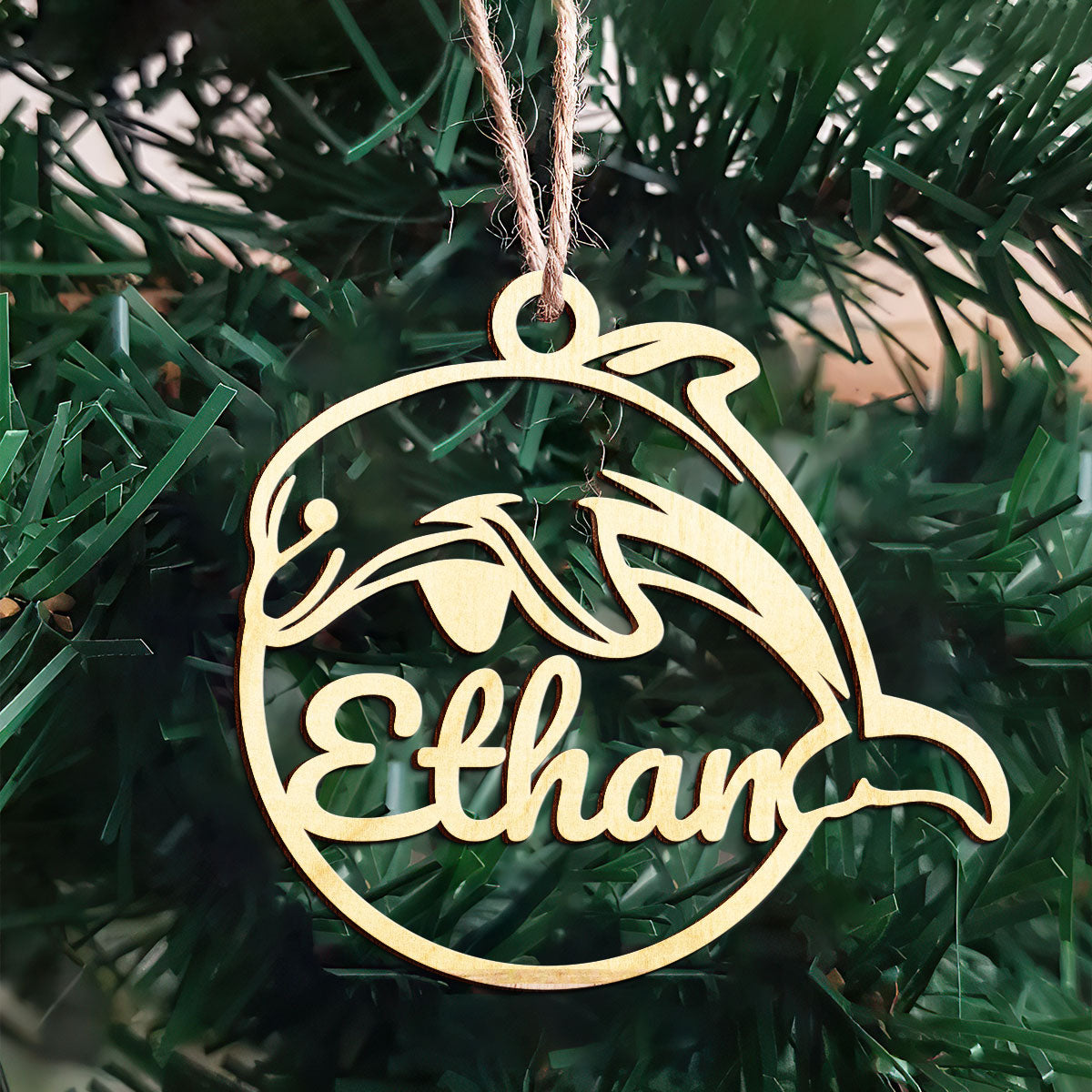 Dolphin Personalized Wood Ornament DS-002
