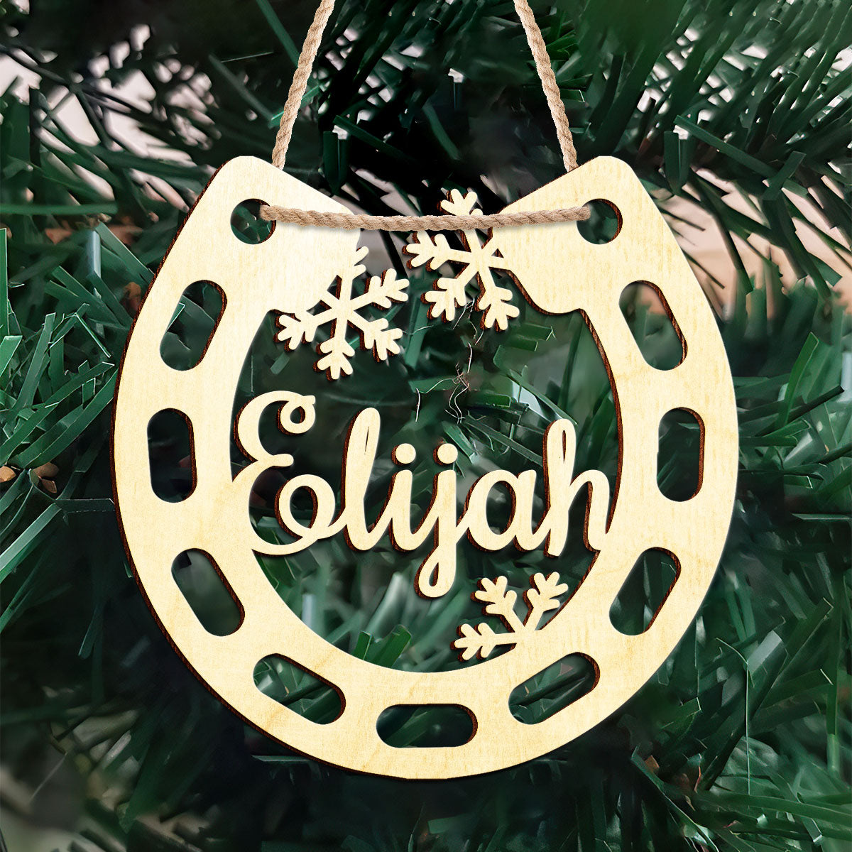 Horseshoe Personalized Wood Ornament DS-003
