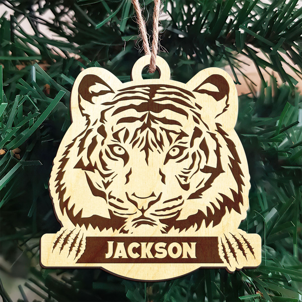 Tiger Personalized Wood Ornament DS-007
