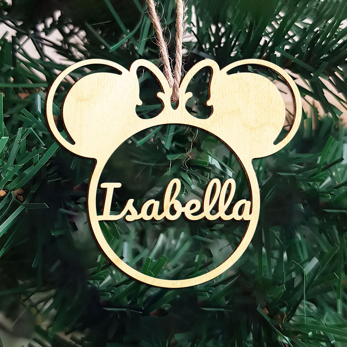 Minnie Personalized Wood Ornament DS-002