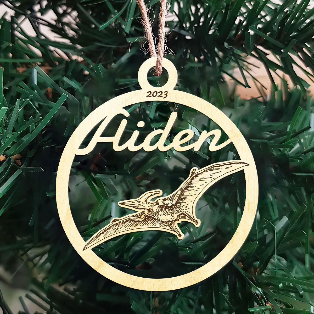 Pterodactyl Personalized Wood Ornament DS-001