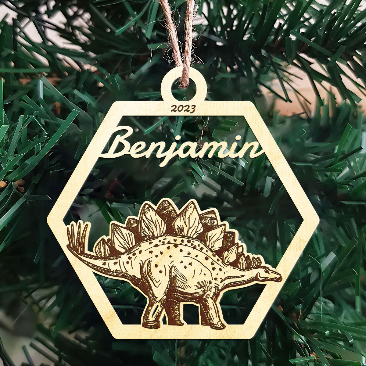 Stegosaurus Personalized Wood Ornament DS-001