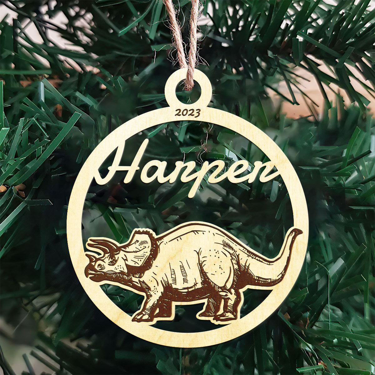 Triceratops Personalized Wood Ornament DS-001