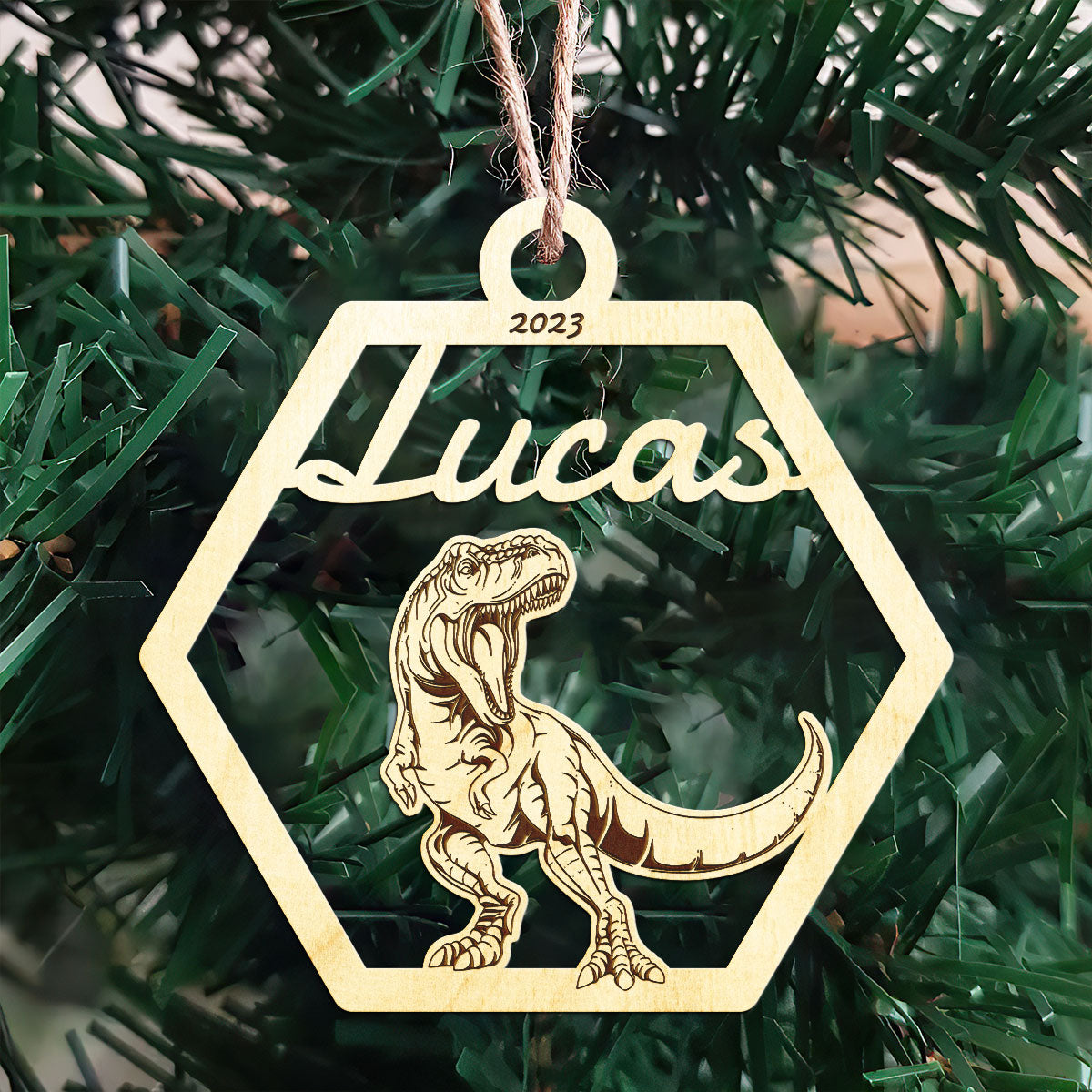 T-Rex Personalized Wood Ornament DS-001