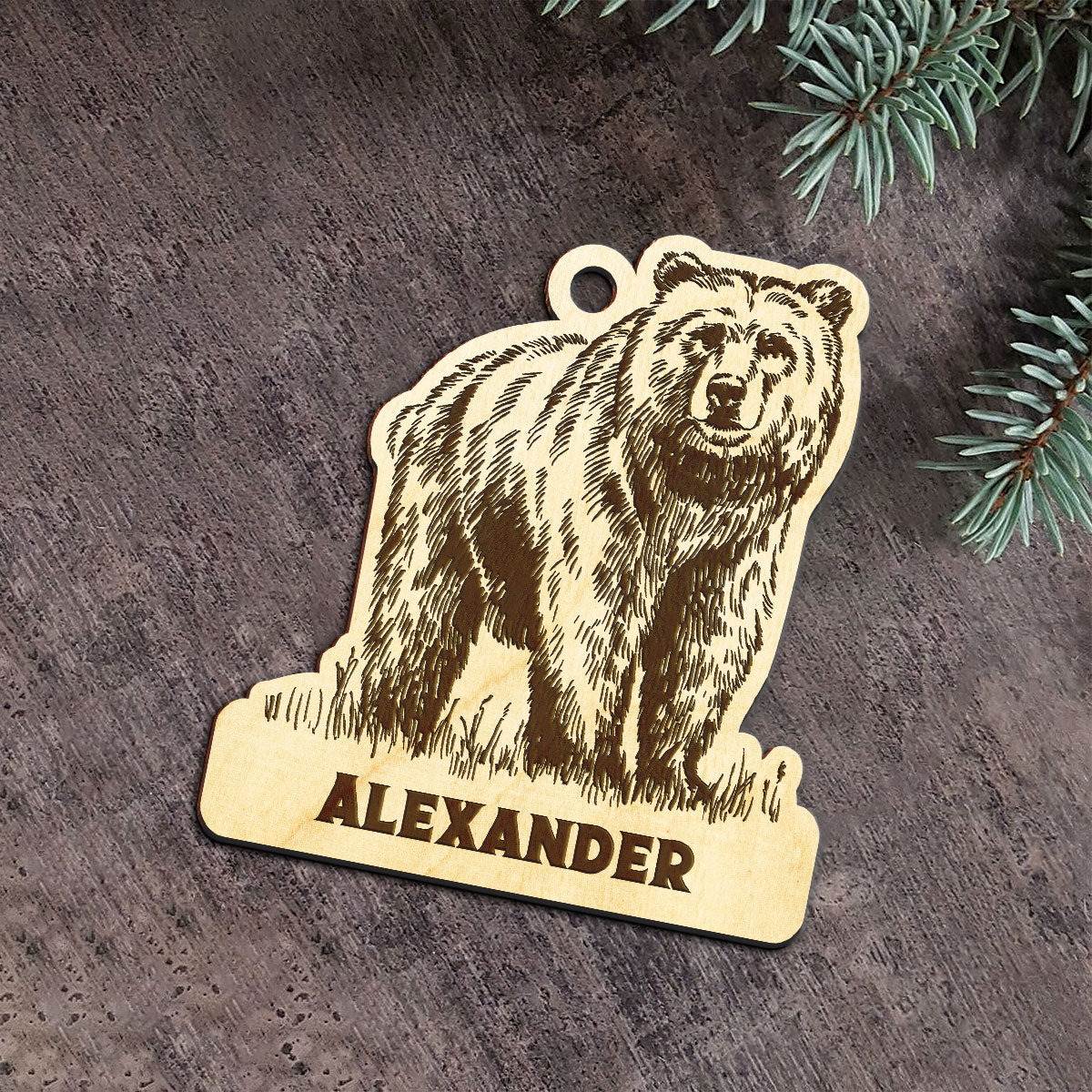 Bear Personalized Wood Ornament DS-15