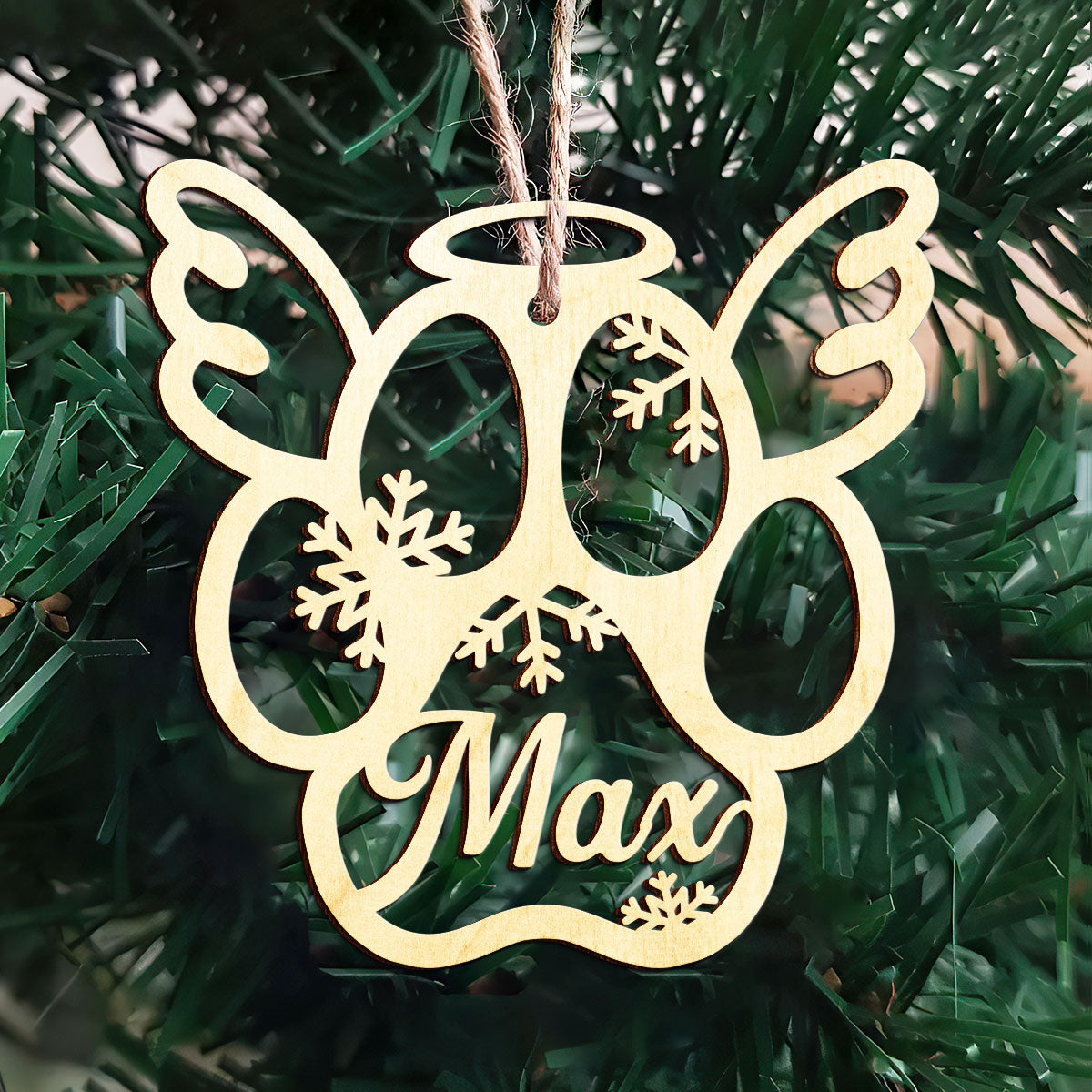Dog And Cat Paw Shaped - Personalized Memorial Wooden Ornament DS-006