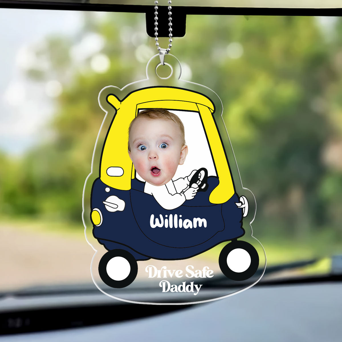 Drive Safe Daddy Mommy - Personalized Custom Car Ornament DSUPCHOHLPA2299L