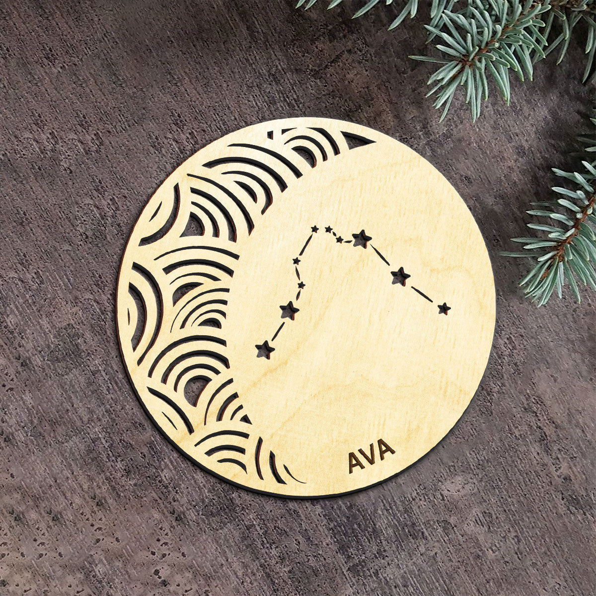 Aquarius Constellation Personalized Wood Ornament DS-005