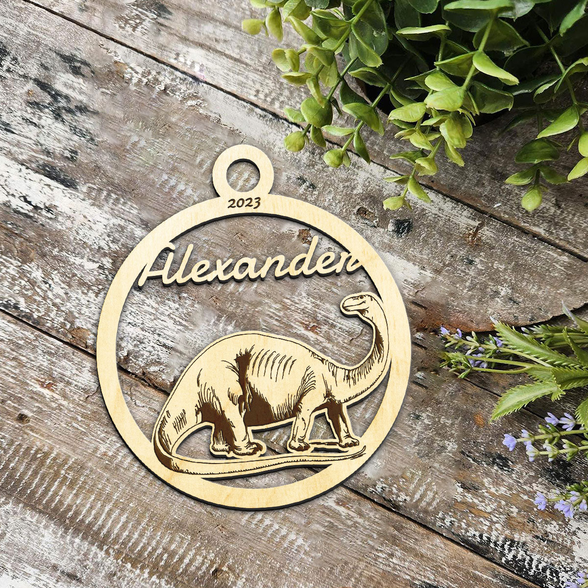 Brachiosaurus Personalized Wood Ornament DS-001