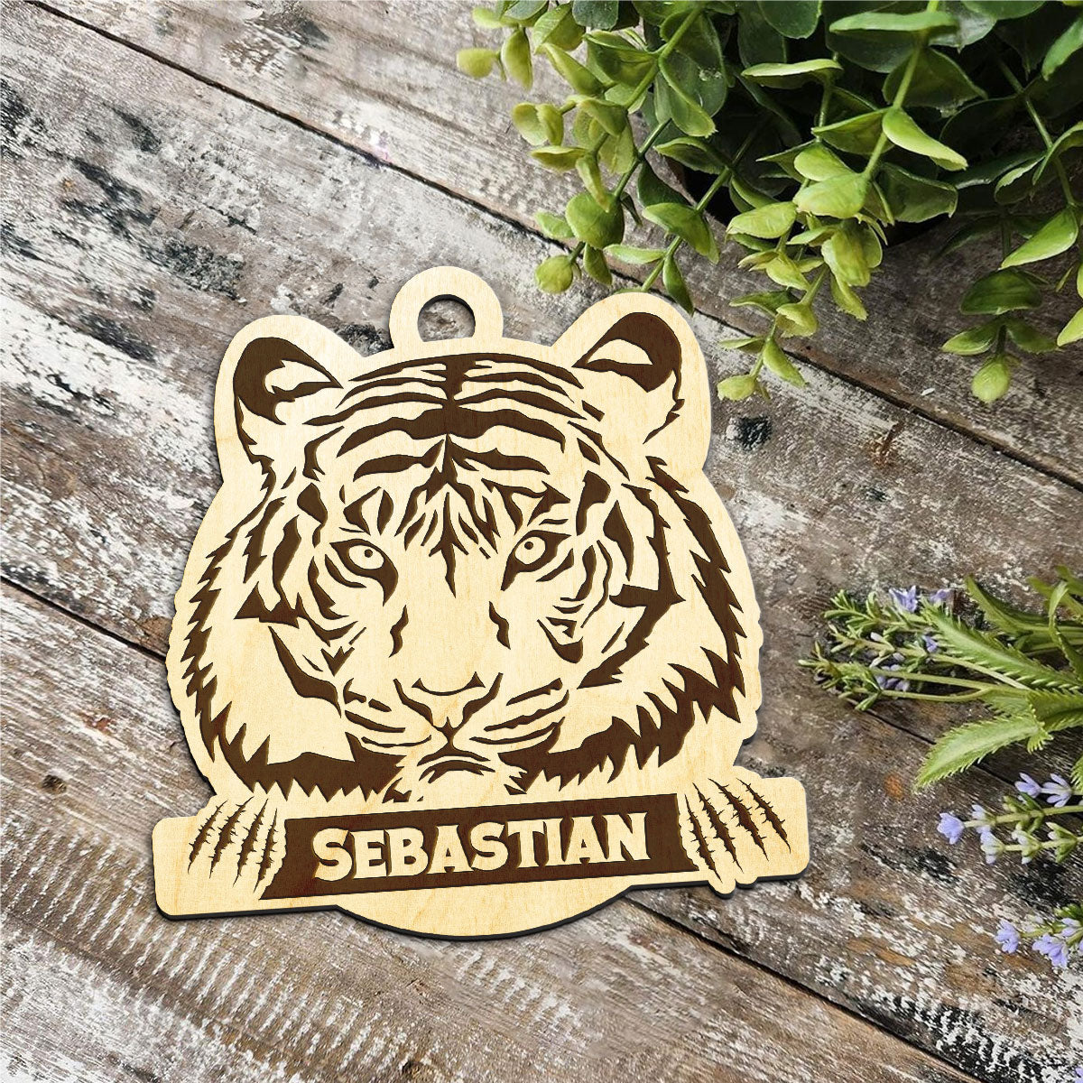 Tiger Personalized Wood Ornament DS-007
