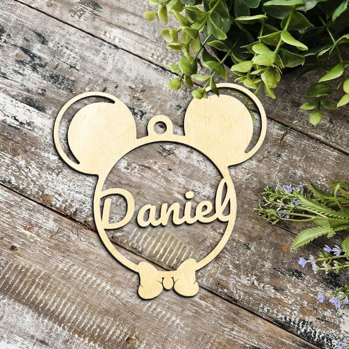 Mickey Personalized Wood Ornament DS-002