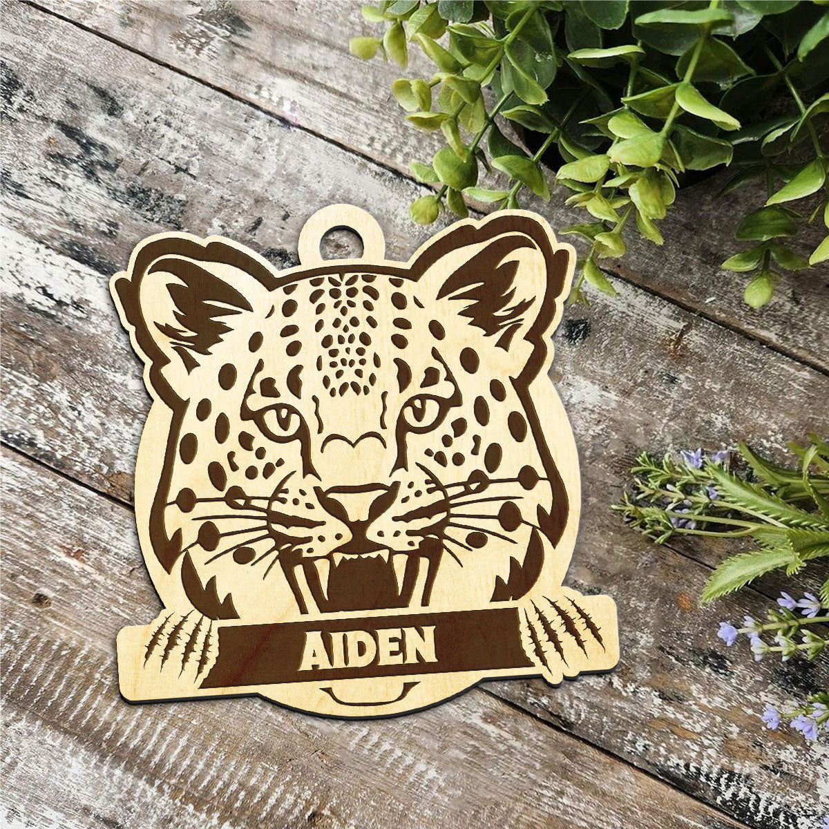 Panther Personalized Wood Ornament DS-007