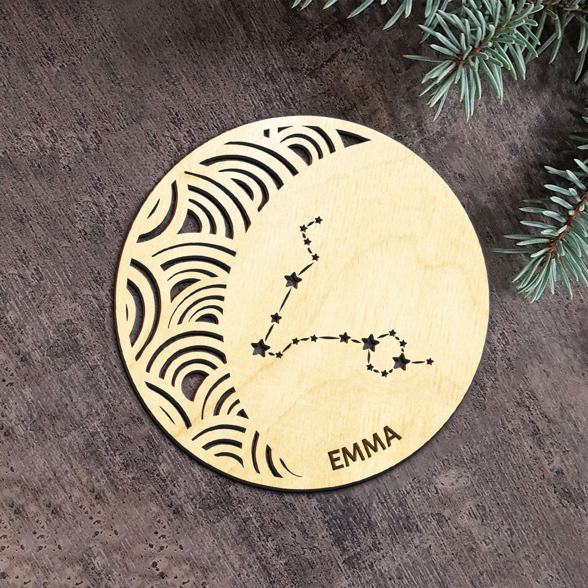 Pisces Constellation Personalized Wood Ornament DS-005