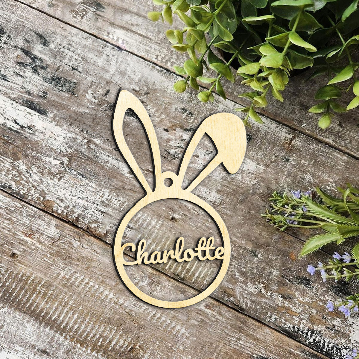 Rabit Personalized Wood Ornament DS-002