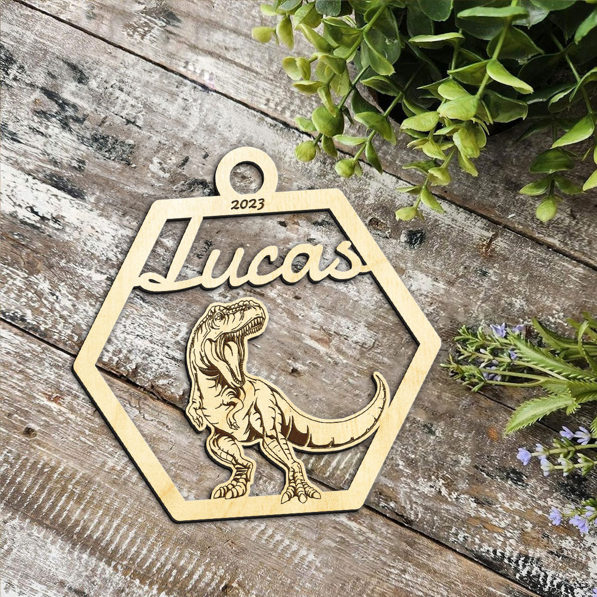 T-Rex Personalized Wood Ornament DS-001