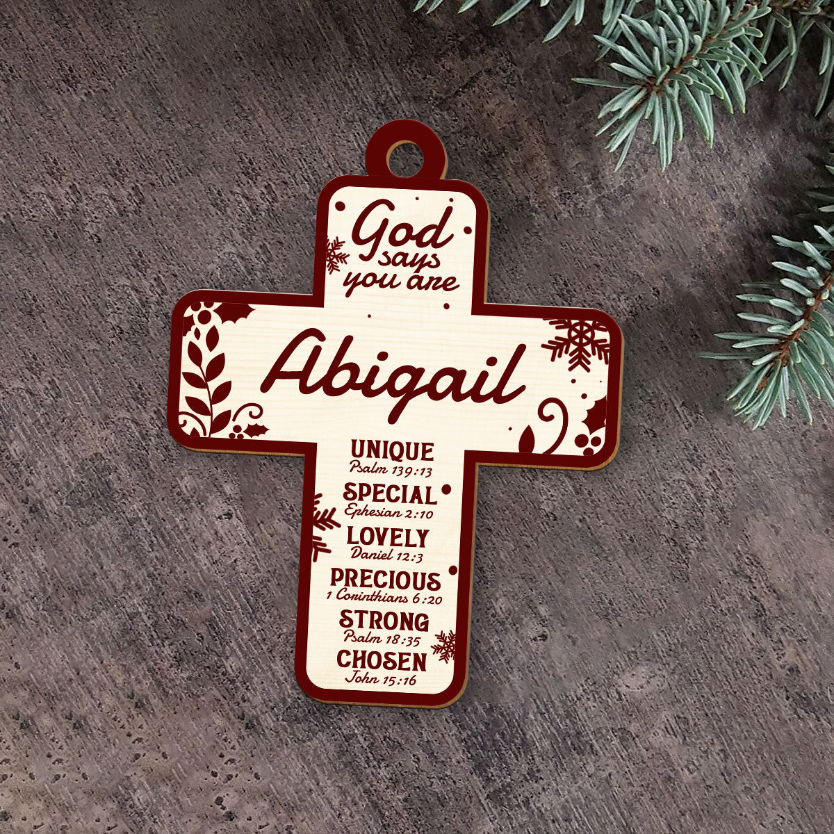 God Says I Am - Cross Personalized Wood Ornament DS-50