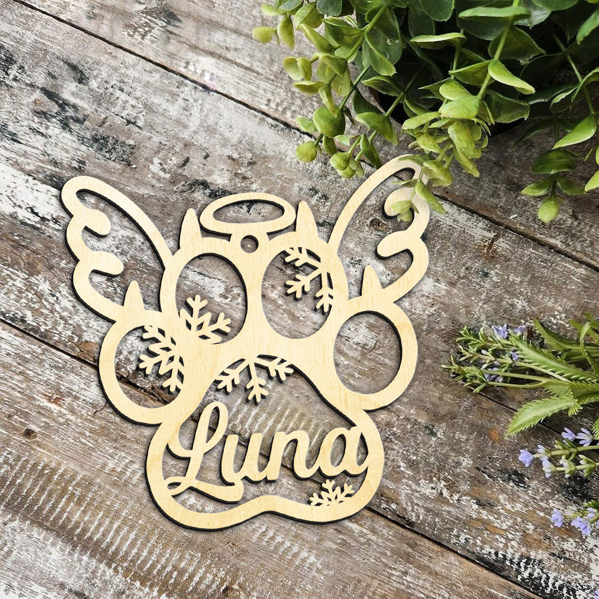 Dog And Cat Paw Shaped - Personalized Memorial Wooden Ornament DS-006