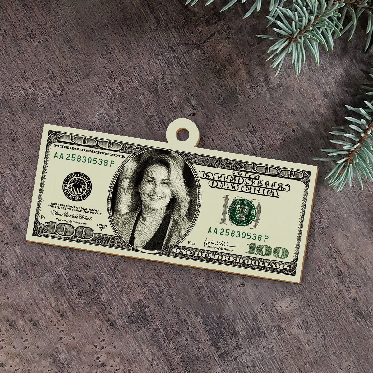 Customized Image Money - Personalized Wood Ornament DS-66
