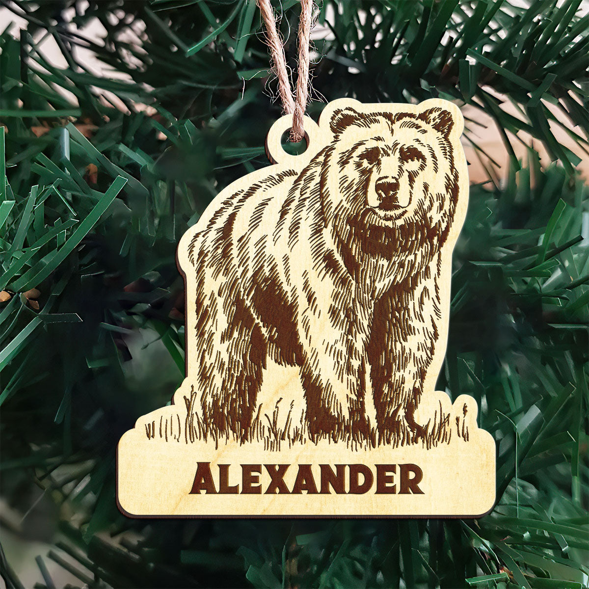 Bear Personalized Wood Ornament DS-15