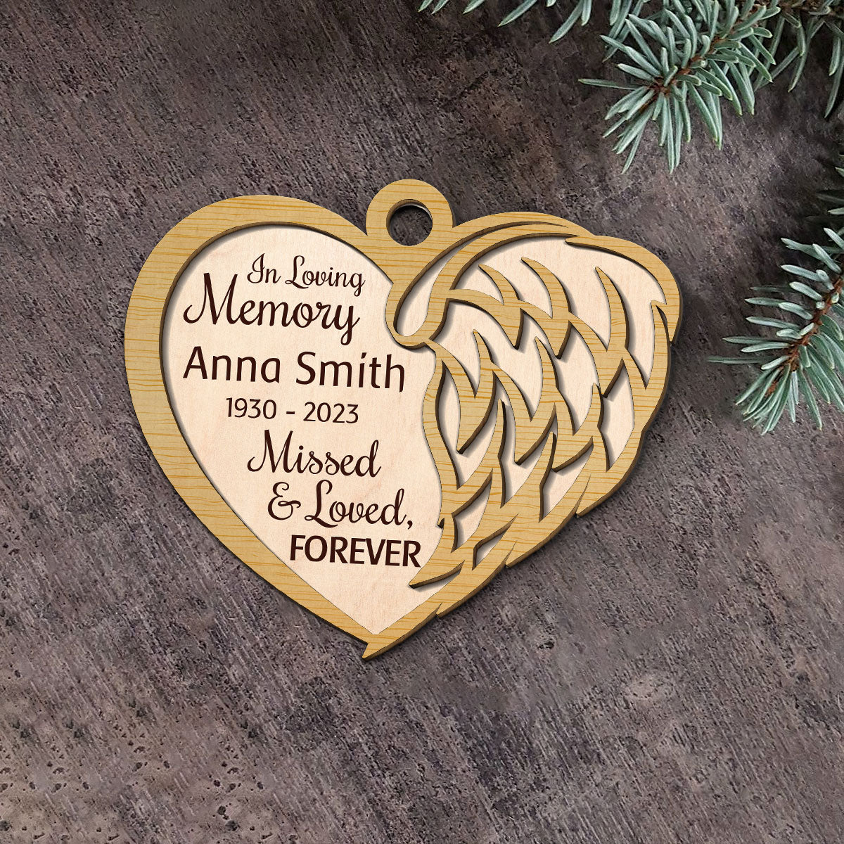 Missed And Loved Forever - Personalized Memorial Wood Ornament DS-53