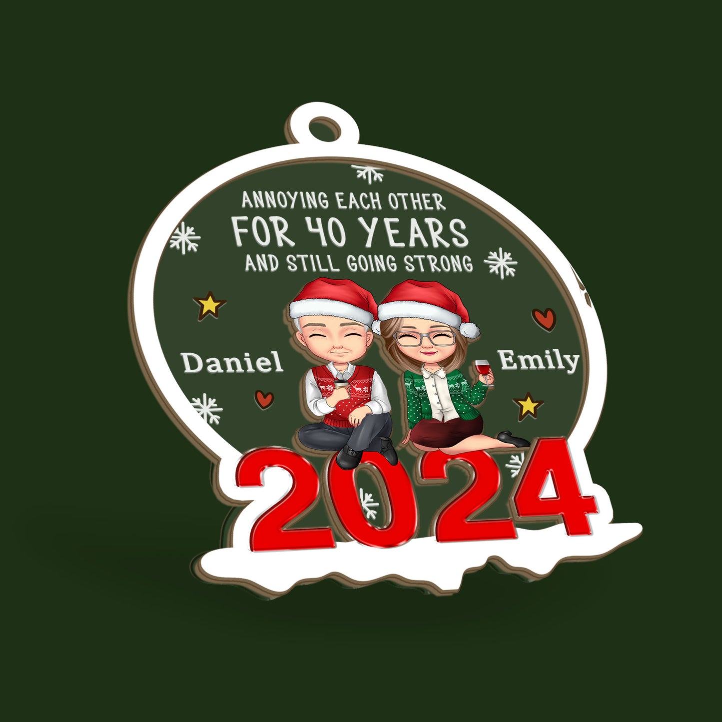 Annoying Each Other - Personalized Wood & Acrylic Ornament DSWAOLHN1529D
