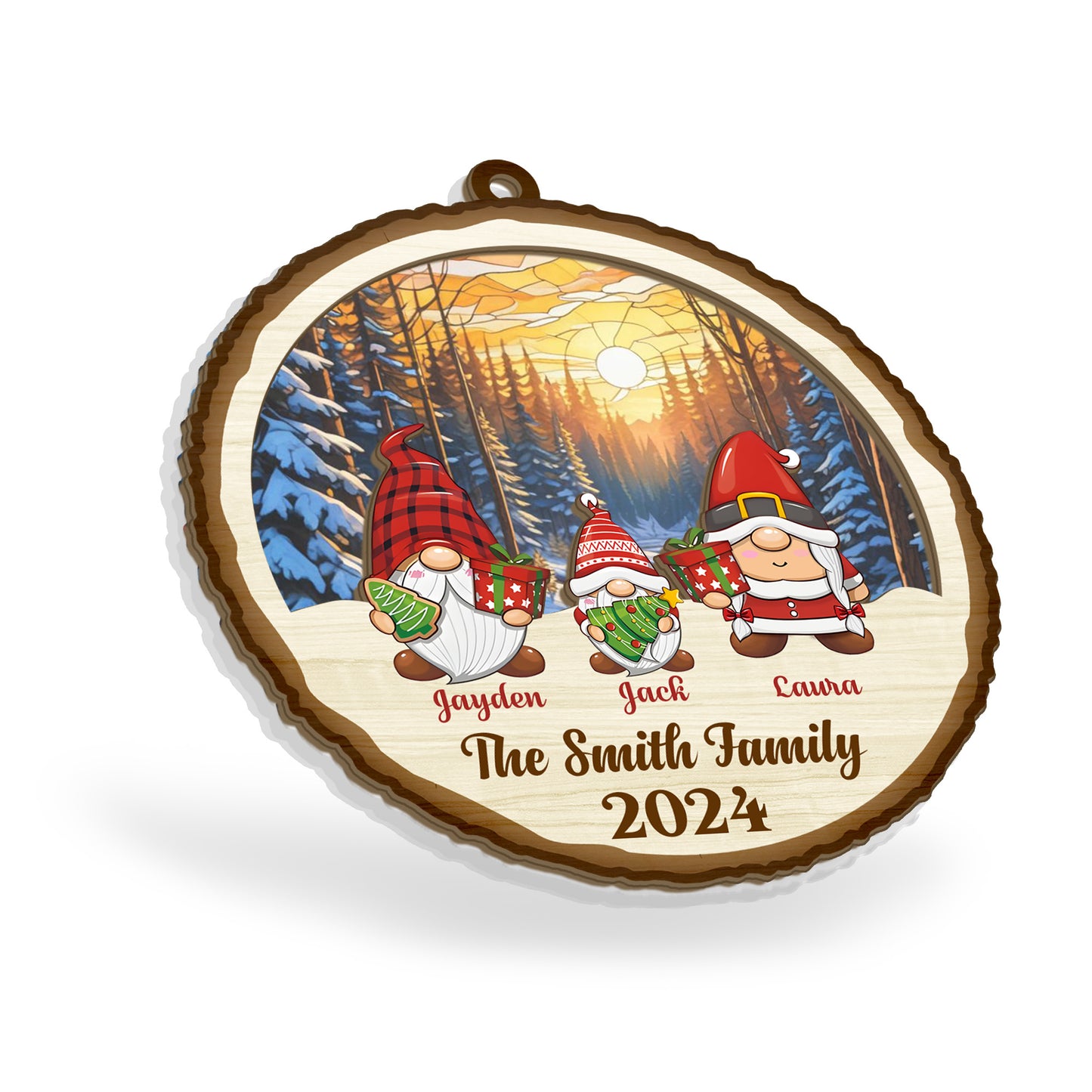 Gnome Family - Personalized Suncatcher Ornament DSSUNOPTN1103L