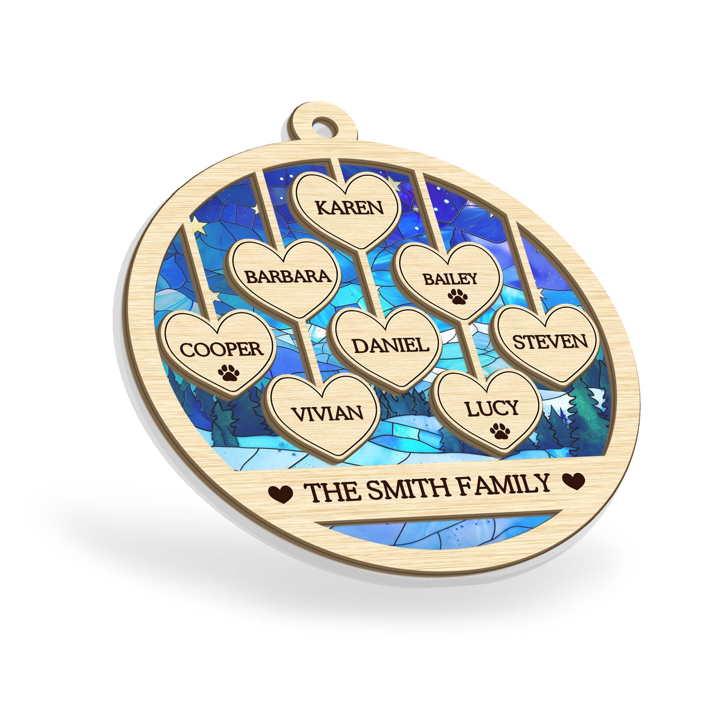 Family Paw And Heart - Personalized Suncatcher Ornament DSSUNOLHN1058TA