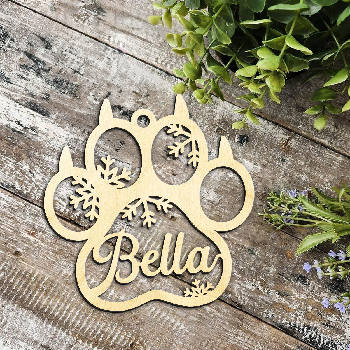 Dog And Cat Paw Shaped - Personalized Wooden Ornament DS-006