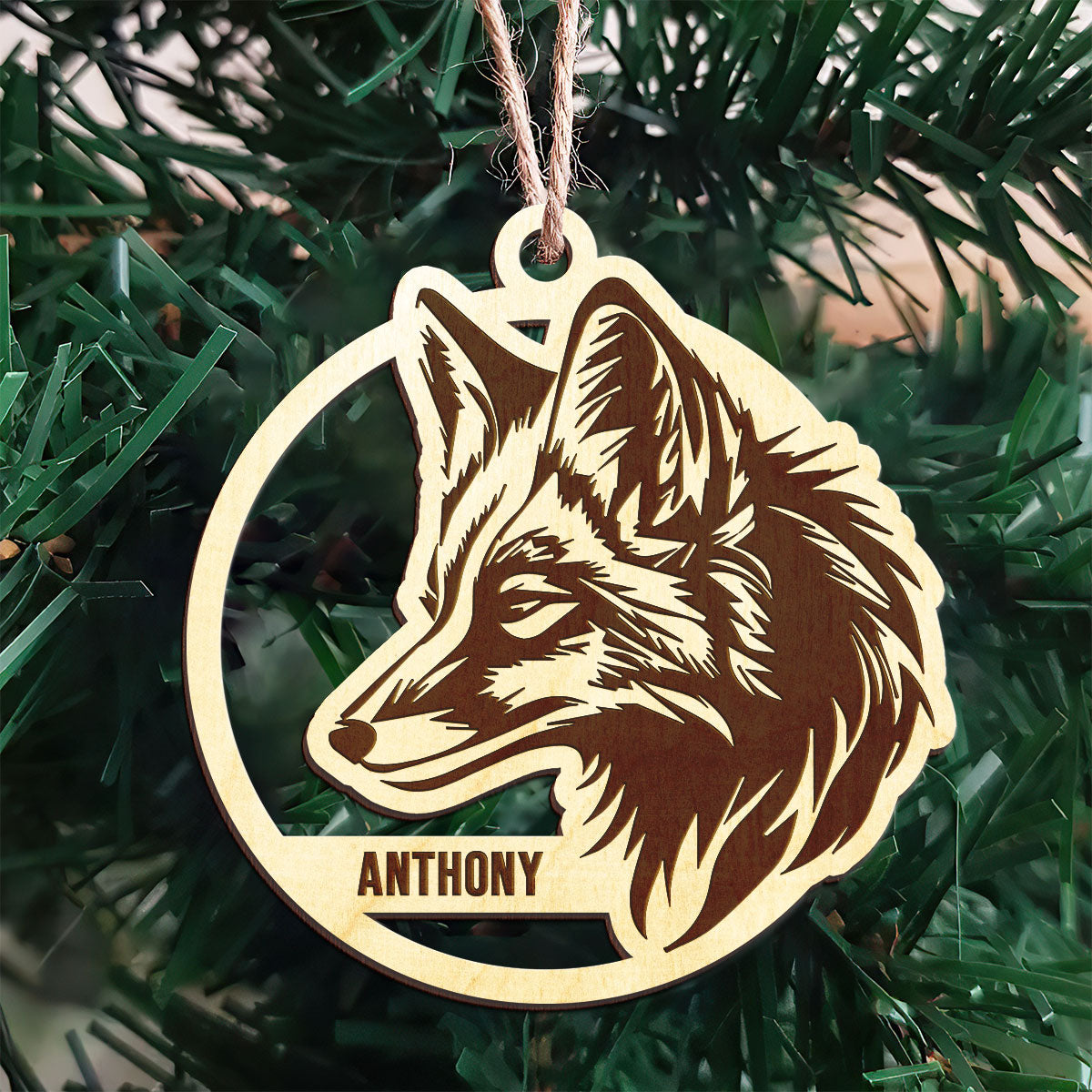 Fox Personalized Wood Ornament DS-17