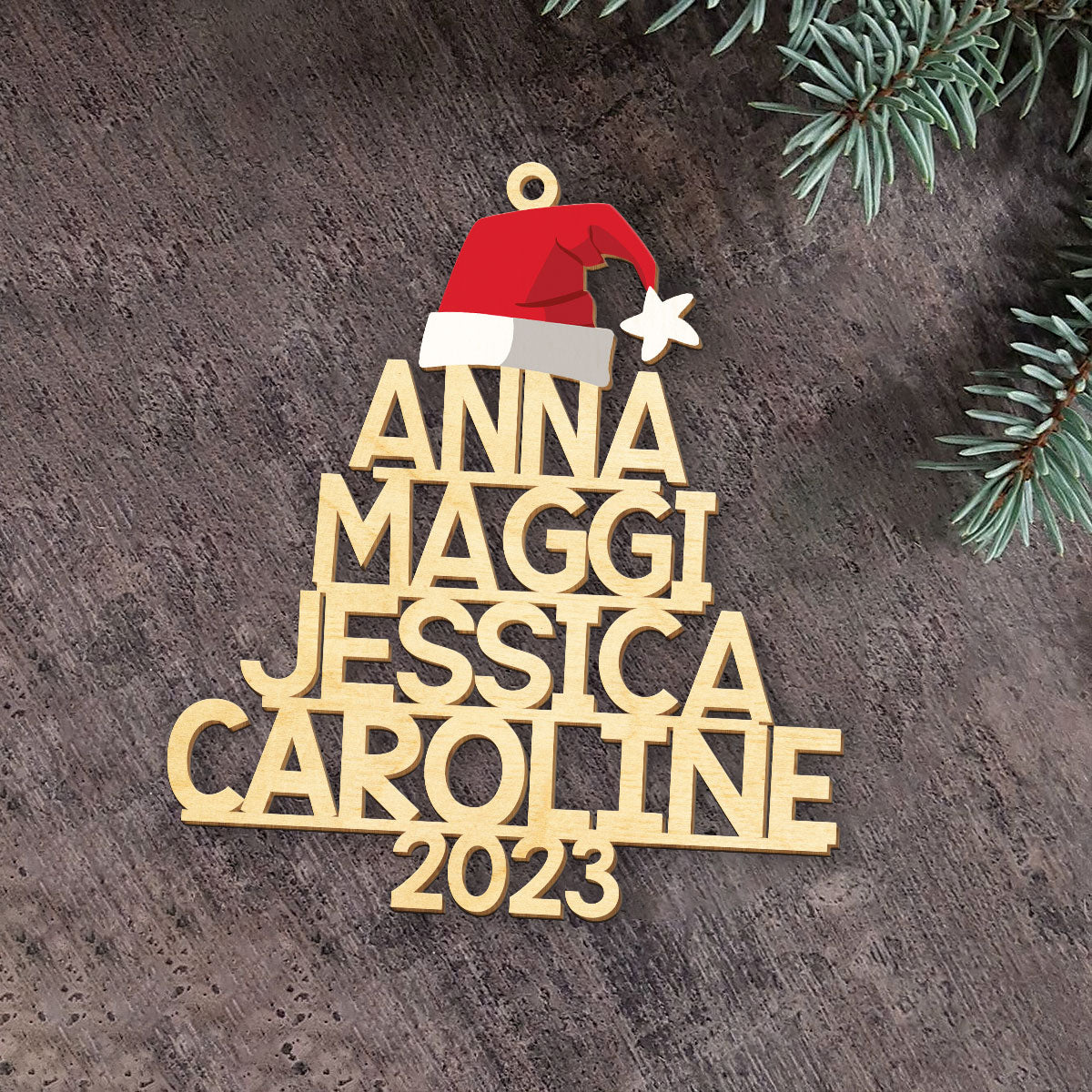 Christmas Tree Personalized Wood Ornament DS-009