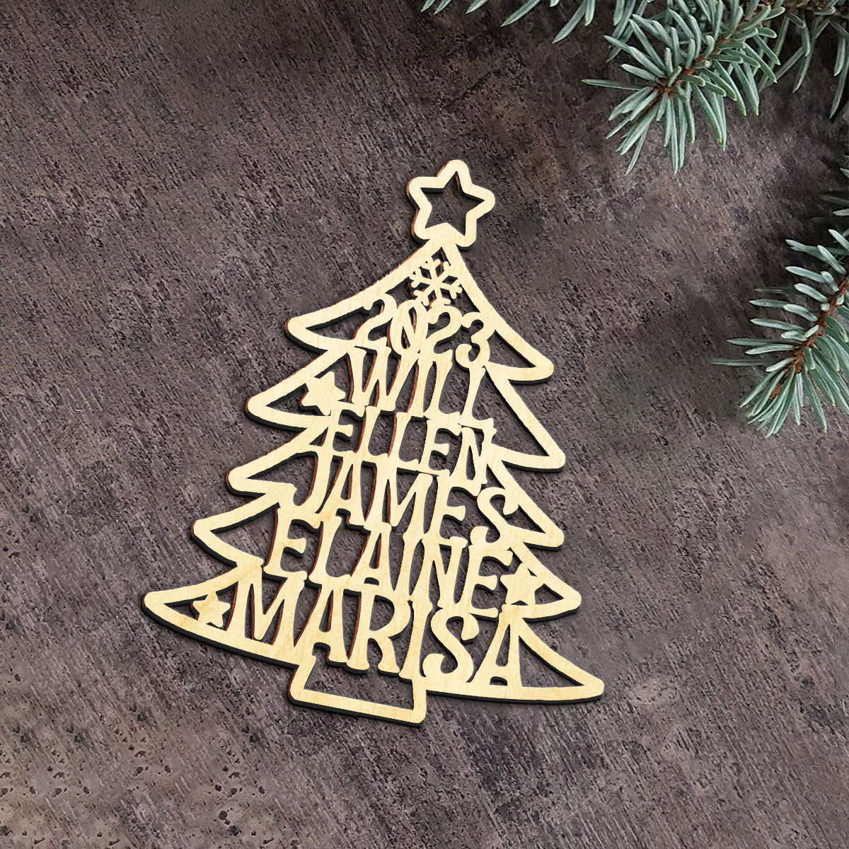 Christmas Tree Personalized Wood Ornament DS-60
