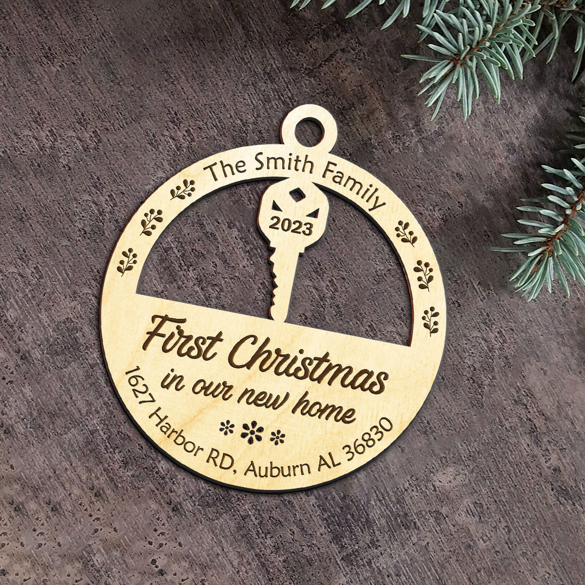 First Christmas In Our Home - Personalized Wood Ornament DS-56