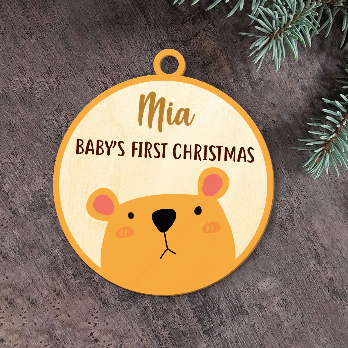 Baby Bear Personalized Wood Ornament DS-64