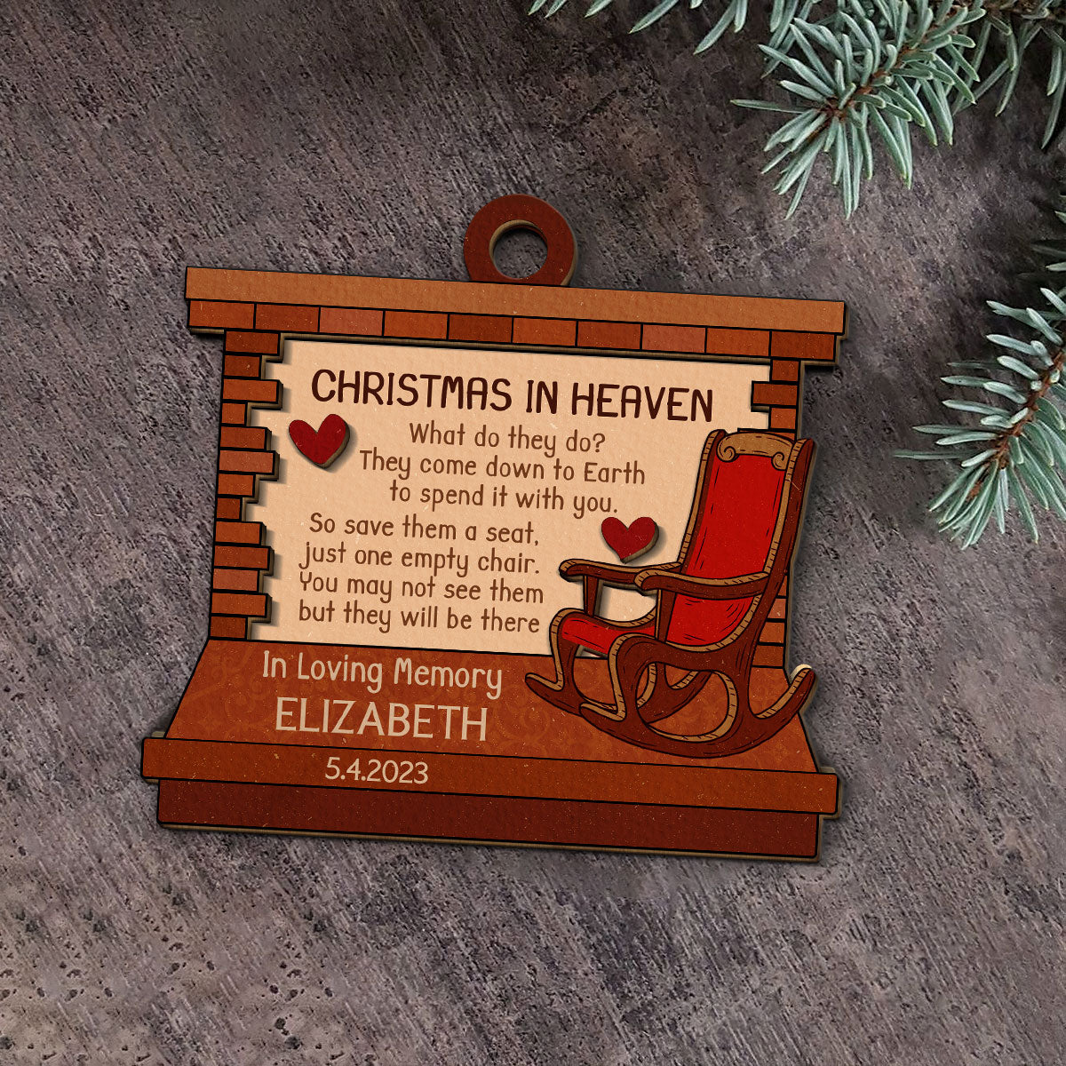 Christmas In Heaven Personalized Wood Ornament DS-52