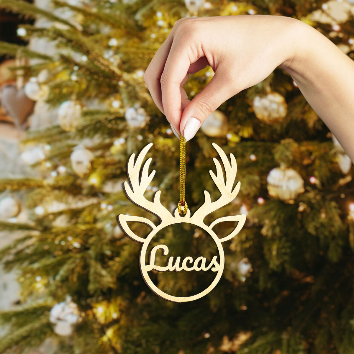 Deer Personalized Wood Ornament DS-002