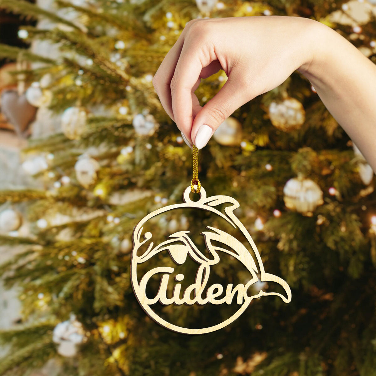 Dolphin Personalized Wood Ornament DS-002