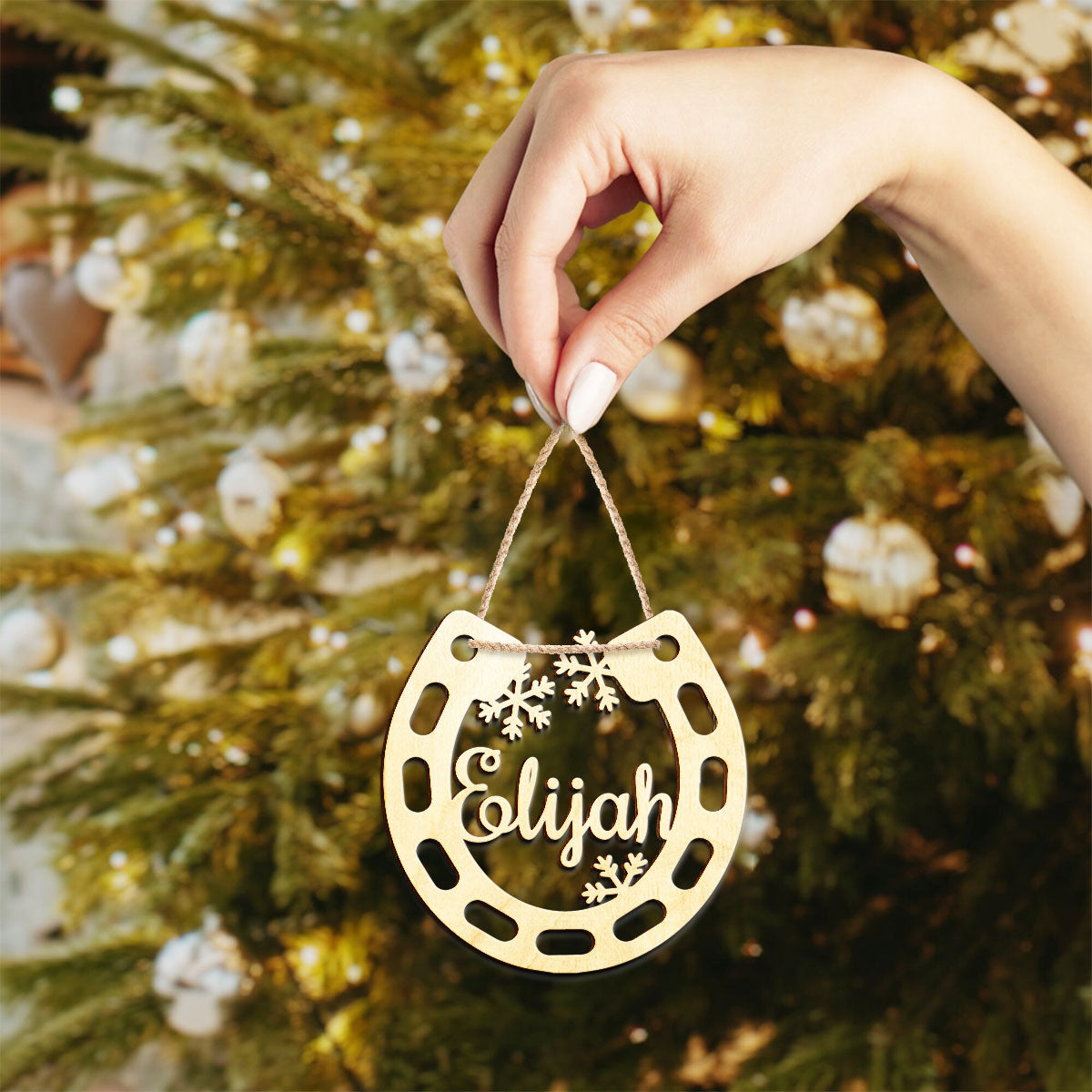 Horseshoe Personalized Wood Ornament DS-003