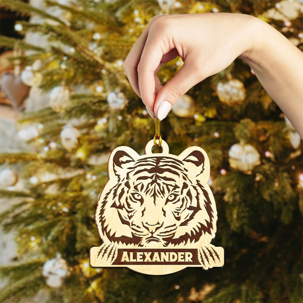 Tiger Personalized Wood Ornament DS-007