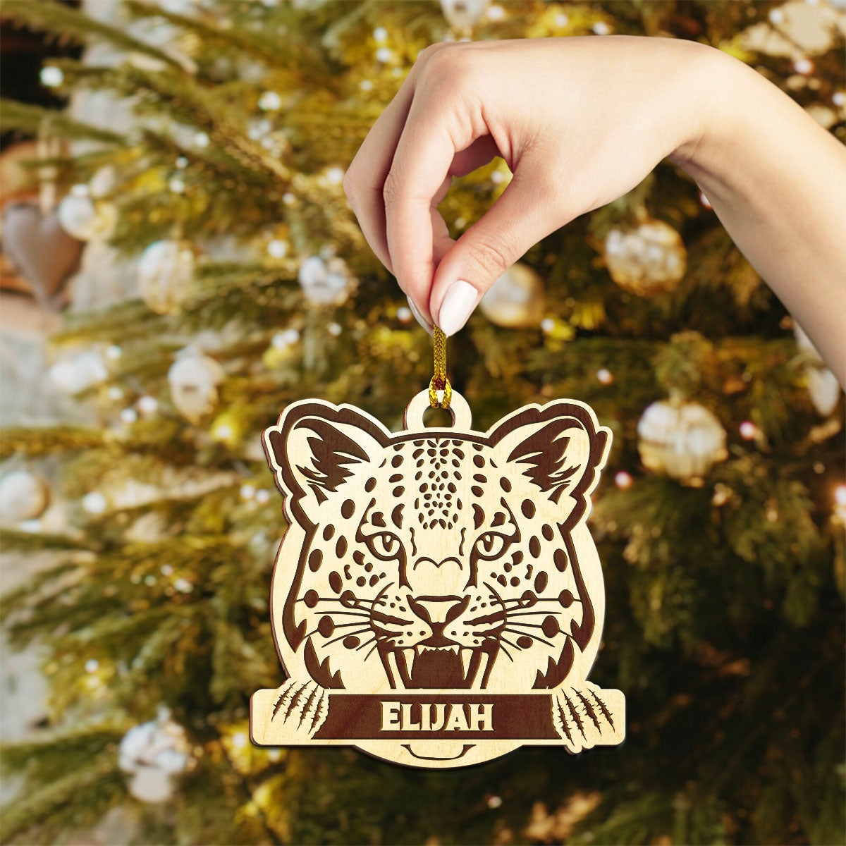 Panther Personalized Wood Ornament DS-007
