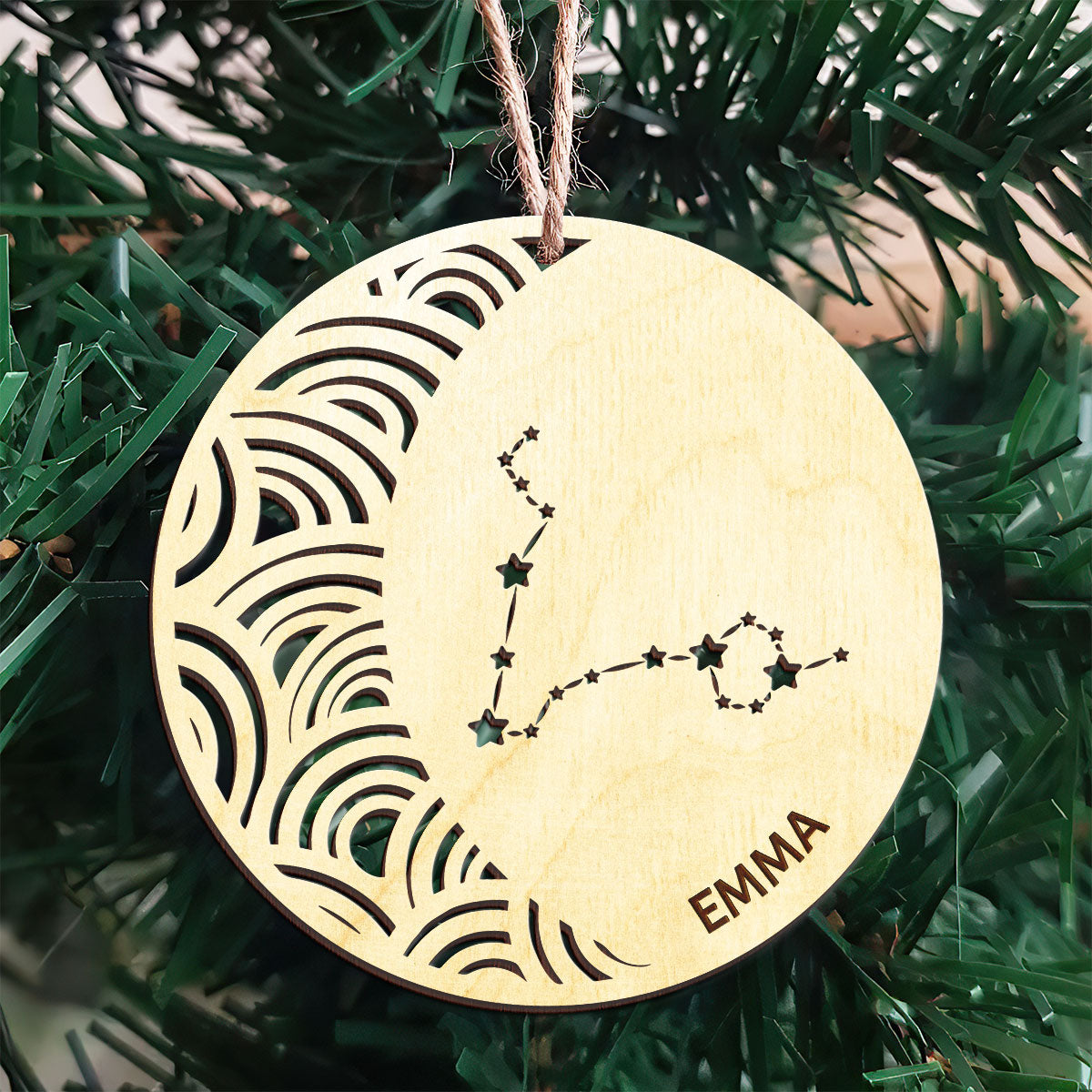 Pisces Constellation Personalized Wood Ornament DS-005