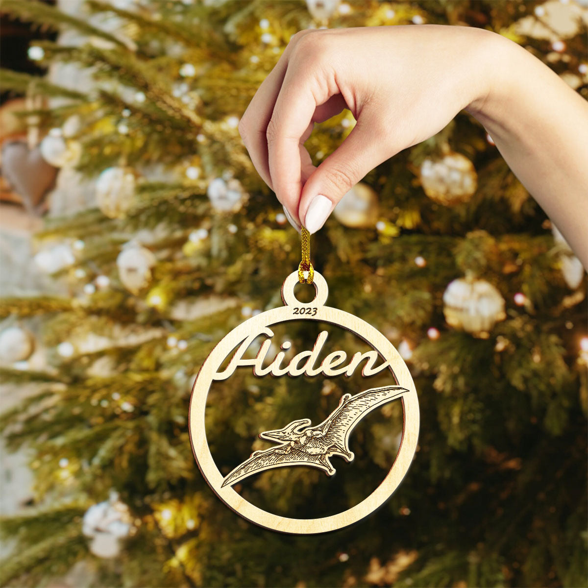 Pterodactyl Personalized Wood Ornament DS-001