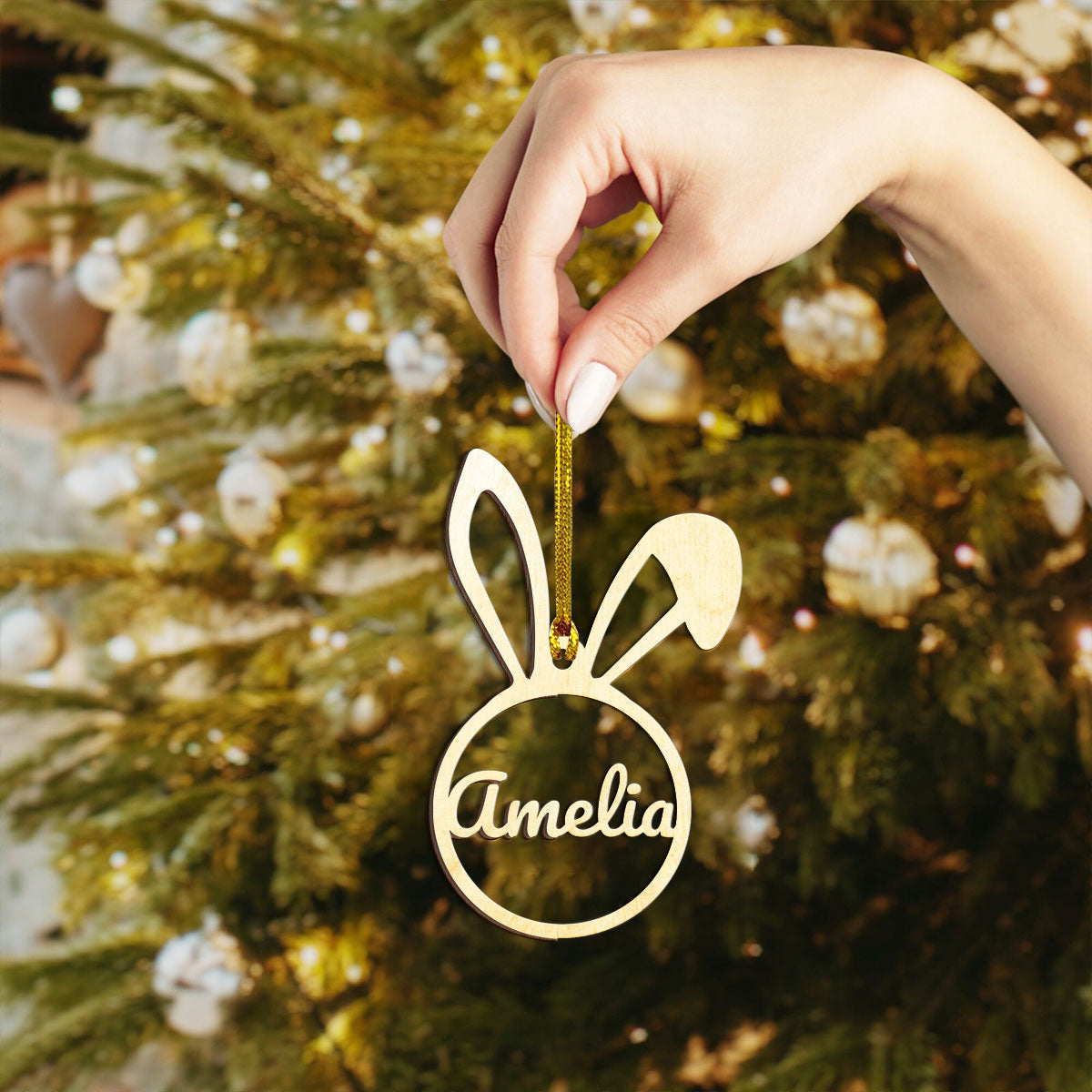 Rabit Personalized Wood Ornament DS-002