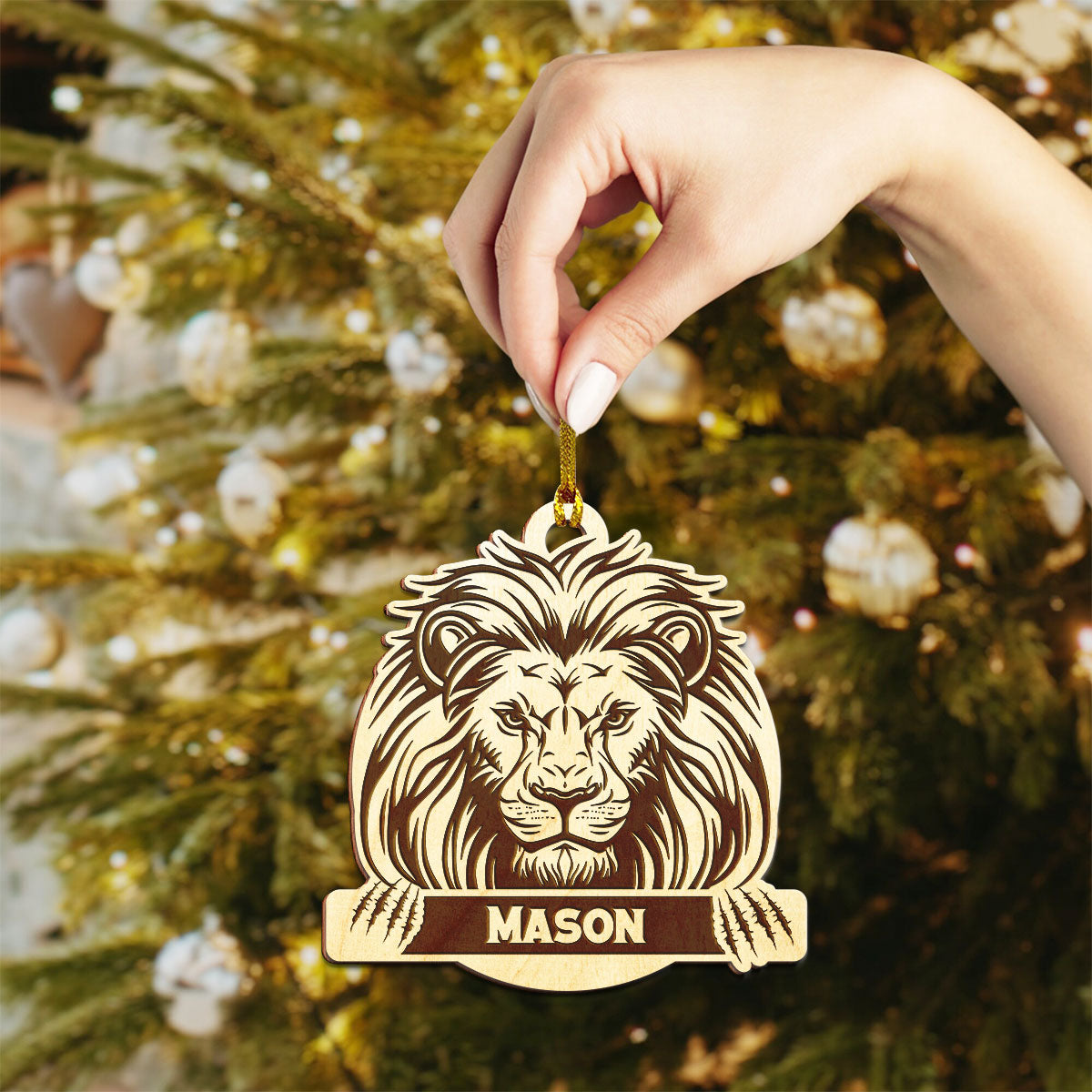 Lion Personalized Wood Ornament DS-007