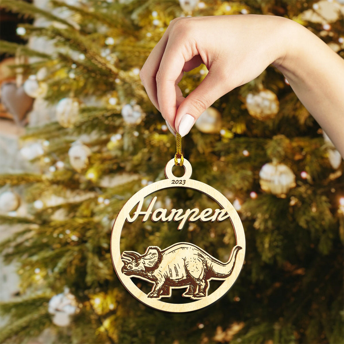 Triceratops Personalized Wood Ornament DS-001