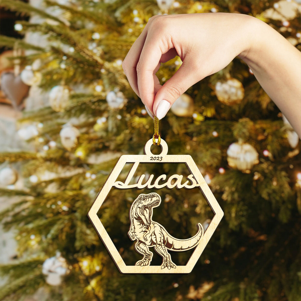 T-Rex Personalized Wood Ornament DS-001